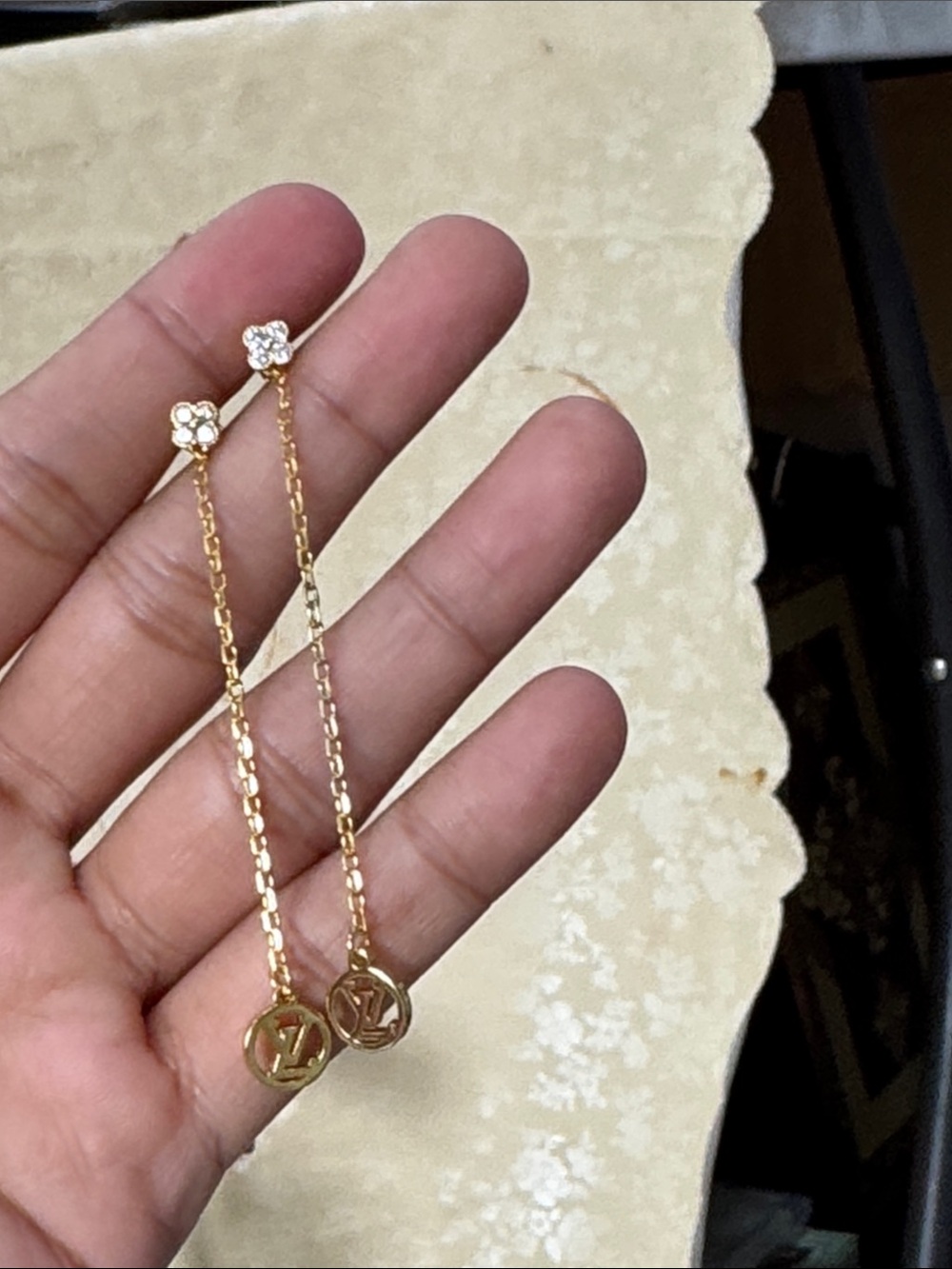 Gold-Tone Logo Drop Chain Earrings